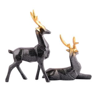 Black Deer Figurine Set – 8 Inch Modern Decor Piece - Image 2