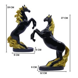 Hand Lighting Horse Showpiece for Home Decor, Set of 2 (Black) Polyresin – 10 Inch