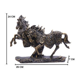 Running Two Horse Showpiece for Home Decor (Antique) Polyresin – 9.5 Inch