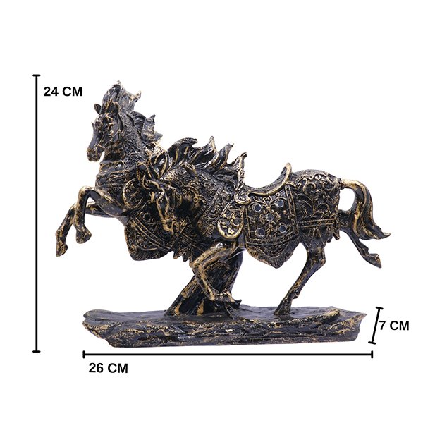 Running Two Horse Showpiece for Home Decor (Antique) Polyresin – 9.5 Inch
