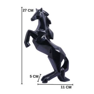 Hand Lifting Horse Showpiece for Home Decor (Black) Polyresin – 10.5 Inch - Image 3