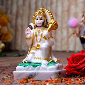 Lord Hanuman Idol Showpiece (White) Marble - 6 Inch - Image 1