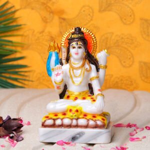 Lord Shiva Idol Showpiece (Multicolor) Marble - 6 Inch - Image 1