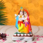 Radha & Krishna Idol Showpiece (Multicolor) Marble - 6 Inch