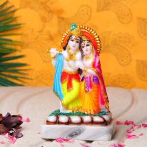 Radha & Krishna Idol Showpiece (Multicolor) Marble - 6 Inch
