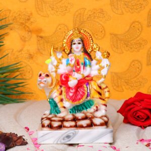 Goddess Maa Durga Idol Showpiece (Multicolor) Marble - 6 Inch - Image 1