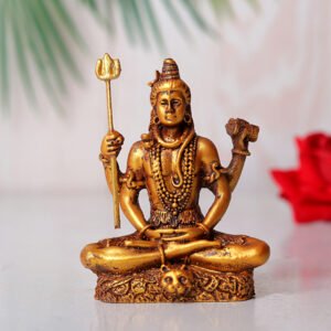 Lord Shiva Idol Statue Especially for Car Dashboard (Golden) Polyresin - 3 Inch - Image 1