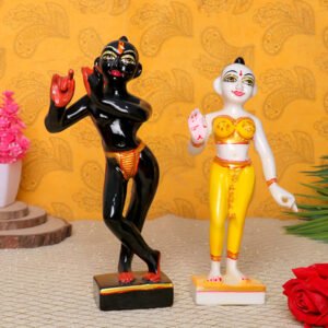 Jugal Jodi Radha & Krishna Idol Showpiece for Home Decor (Black & Yellow) Marble - 9 Inch - Image 1