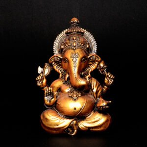 Lord Ganesha Idol Showpiece for Home Decor (Antique Gold) Polyresin - 9 Inch - Image 1