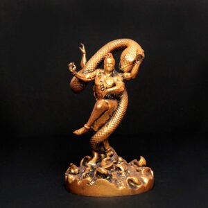 Tandav Lord Shiva Idol Statue Especially for Car Dashboard (Golden) Polyresin - 6 Inch - Image 1