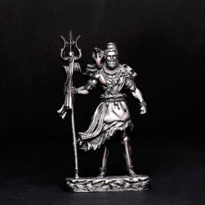Lord Shiva Idol Statue Especially for Car Dashboard (Silver) Polyresin - 5 Inch - Image 1