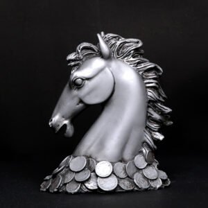 Antique Horse Face Showpiece for Home Decor (Silver) Polyresin - 7 Inch