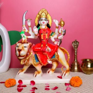 Goddess Maa Durga Idol Showpiece for Home Decor (Red) Marble – 12 Inch - Image 1