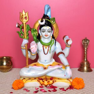 Lord Shiva Idol Showpiece for Home Decor (Blue) Marble – 12 Inch - Image 1