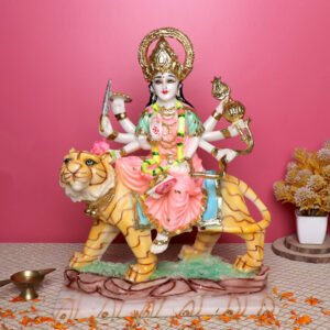Goddess Maa Durga Idol Showpiece for Home Decor (Multicolor) Marble – 15 Inch - Image 1