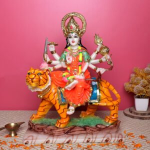Goddess Maa Durga Idol Showpiece for Home Decor (Multicolor) Marble – 15 Inch - Image 1