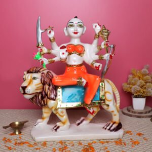 Goddess Maa Durga Idol Showpiece for Home Decor (Red) Marble – 15 Inch - Image 1