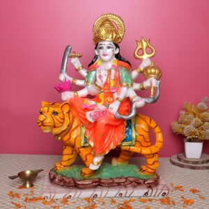 Goddess Maa Durga Idol Showpiece for Home Decor (Red) Marble – 16 Inch - Image 1