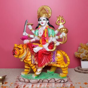 Goddess Maa Durga Idol Showpiece for Home Decor (Red) Marble – 16 Inch - Image 1