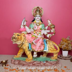 Goddess Maa Durga Idol Showpiece for Home Decor (Multicolor) Marble – 18 Inch - Image 1