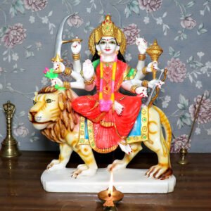 Goddess Maa Durga Idol Showpiece for Home Decor (Red) Marble – 15 Inch - Image 1