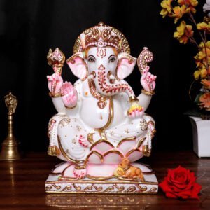 Lord Goddess Idol Showpiece for Home Decor (White) Marble – 12 Inch - Image 1