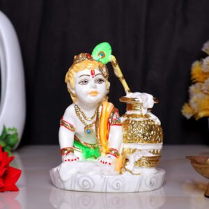 Makhan Chor Idol Showpiece for Home Decor (Golden Foil) Marble – 6 Inch