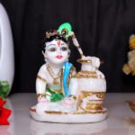 Makhan Chor Idol Showpiece for Home Decor (Golden Foil) Marble – 6 Inch