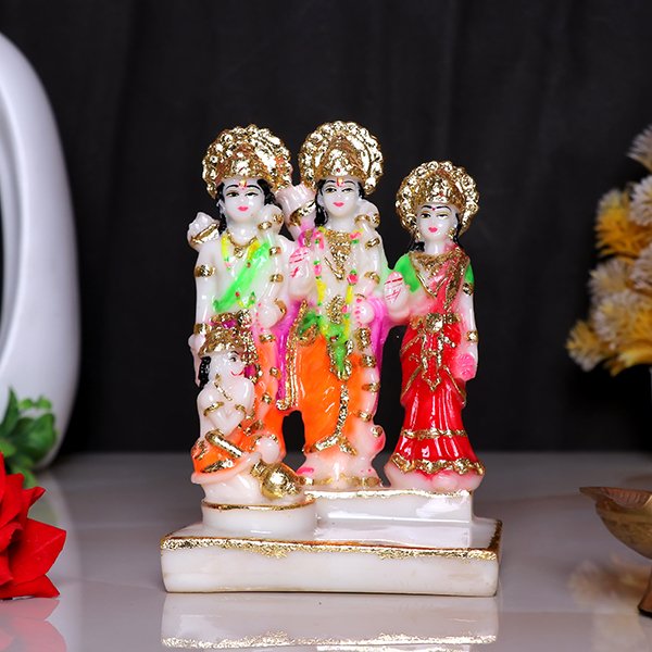 Ram Darbar Idol Showpiece for Home Decor (Golden Foil) Marble – 6 Inch