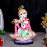 Bal Krishna Idol Showpiece for Home Decor (Golden Foil) Marble – 8 Inch