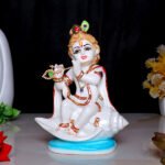 Bal Krishna Idol Showpiece for Home Decor (Golden Foil) Marble – 8 Inch