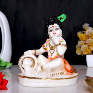 Makhan Chor Idol Showpiece for Home Decor (Golden Foil) Marble – 7 Inch