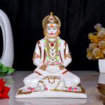 Lord Hanuman Idol Showpiece for Home Decor (Golden Foil) Marble – 7.5 Inch