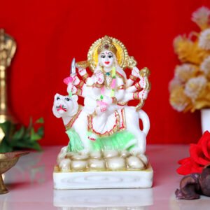 Goddess Maa Durga Idol Showpiece for Home Decor (Golden Foil) Marble – 6 Inch - Image 1