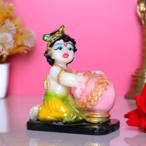 Makhan Chor Idol Showpiece for Home Decor (Golden Foil) Marble – 4 Inch - Image 1