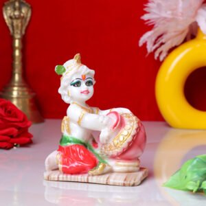 Makhan Chor Idol Showpiece for Home Decor (Golden Foil) Marble – 4 Inch - Image 1