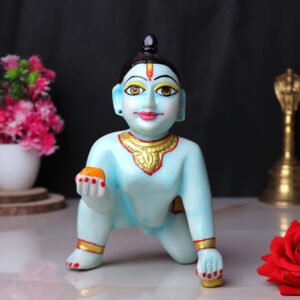 Laddu Gopal Krishna Idol Showpiece for Home Decor (Blue) Marble - 7 Inch - Image 1