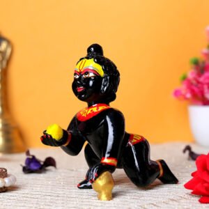 Laddu Gopal Krishna Idol Showpiece for Home Decor (Black) Marble - 6 Inch - Image 1