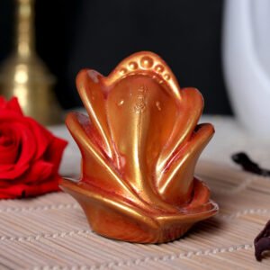 Rose Ganesha Showpiece Especially for Car Dashboard (Red & Golden) Polyresin - 3 Inch - Image 1