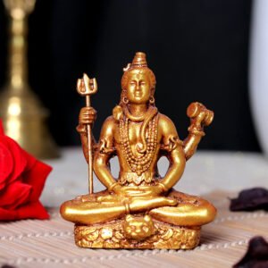 Lord Shiva Idol Statue Especially for Car Dashboard (Golden) Polyresin - 3 Inch - Image 1