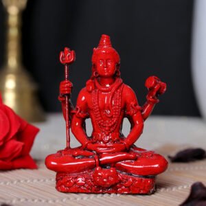 Lord Shiva Idol Statue Especially for Car Dashboard (Red) Polyresin - 3 Inch - Image 1