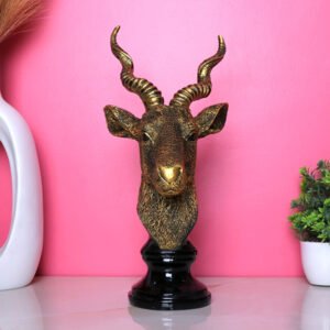 Antique Deer Face Showpiece for Home Decor (Golden & Black) Polyresin- 12 Inch - Image 1