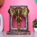 Antique Elephant Face Showpiece for Home Decor (Polyresin) - 7.5 Inch