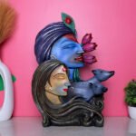 Antique Radha-Krishna with Cow Showpiece for Home Decor (Polyresin) - 12 Inch