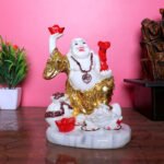 White & Gold Laughing Buddha Statue - 17cm Feng Shui Decor