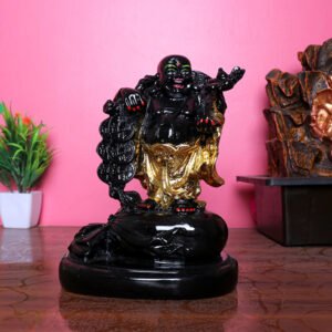 Black & Gold Laughing Buddha Statue – Feng Shui Wealth & Prosperity Idol (19cm)