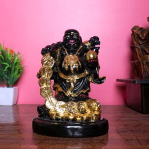 Black Laughing Buddha Statue for Wealth & Luck - Image 1