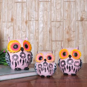 Handcrafted Blue Owl Figurine Set – Decorative Showpiece with Three Different Sizes (Large: 13cm H x 11cm L x 8cm D, Medium: 11cm H x 9cm L x 7cm D, Small: 9.5cm H x 8cm L x 6cm D) - Image 1
