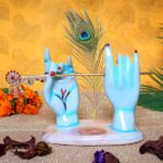 Flute Krishna Hand Showpiece for Home Decor (Sky Blue) Marble – 5.5 Inch