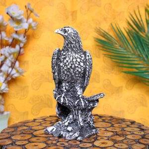 Mighty Eagle Showpiece for Home Decor (Black & White) Polyresin – 8 Inch - Image 1